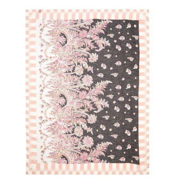 Liberty of London Accessories - Liberty London Octavie Silk Linen Scarf Womens Pink Floral Oblong Lightweight